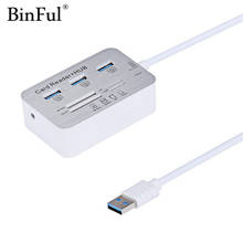 BinFul Mini USB 3 Port Aluminum USB 3.0 Hub Multifunction With MS SD M2 TF Multi-In-1 Card Reader For Mac Book Pro hub 3.0 2024 - buy cheap