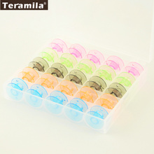 Colorful 25 Grid Clear Storage Case Box With 25PCS Empty Colorful Bobbins Spool for Brother Janome Singer Elna Sewing Machine 2024 - buy cheap