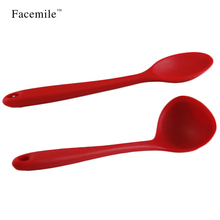 Gift Facemile 2PCS Solid Coating Kitchen Baking Cooking Silicone Mixing Spoon With Steel Core ZH010 2024 - buy cheap