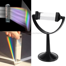 Optical Glass Triple Triangular Prism with Stand Physics Light Spectrum Tool Optical Element My17 19 Dropship 2024 - buy cheap