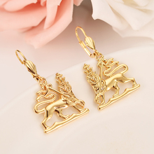 Gold GP earring Africa Ethiopia map elephant lion king  gold earring Jewelry For Women Men gift wedding bridal party jewelry 2024 - buy cheap