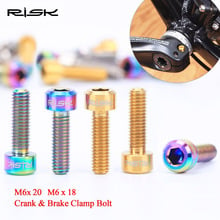 RISK 4pcs/lot M6*18mm M6x20mm Titanium Alloy Bicycle Crank Bolt / Brake Clamp Fixed Screw for Mountain Bike Cycling Ti Bolts 2024 - buy cheap