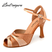 Ladingwu 2018 New Glitter Rhinestone Latin Dance Shoes Women Satin Salsa Dancing Shoes For Woman Tango Ballroom Shoes For Dacne 2024 - buy cheap