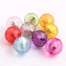 Kwoi Vita Round Shaped  Colorful 20MM 100pcs a lot  Facted Disco Acrylic Silver Foil Beads for Chunky Beaded Jewelry  Necklace 2024 - buy cheap