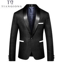 TIAN QIONG 2018 Men Slim Fit Blazers Shawl Collar Suit Jacket One Button Mens Black Blazer Party Prom Stage Wear Blazer Hombre 2024 - buy cheap
