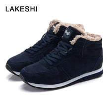 LAKESHI Warm Fur Winter Boots Male Snow Boots Fashion Men Boots Round Toe Ankle Boots Men Work Shoes Lace Up Casual Men Sneakers 2024 - buy cheap