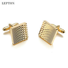 Hot Sale Square Gold Color Plated Cufflinks For Mens Lepton Jewelry High Quality Classic Carve Cuff links Relojes gemelos 2024 - buy cheap