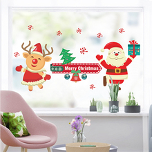 Счастливого Рождества олень Санта-Клаус наклейки на стену украшение дома окна магазин стекло росписи стены Искусство Рождественский Декор 2024 - купить недорого