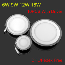 Glass LED indoor light 6W 9W 12W 18W Recessed LED Downlight AC85-265V LED Panel Light lamp bulb With LED Driver DHL/Fedex Free 2024 - buy cheap