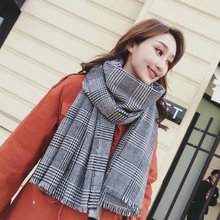 New fashion Korean warm wool scarf winter comfortable knit plaid outdoor thick widen large shawl long fresh couple soft scarf 2024 - buy cheap