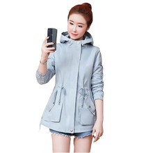 Spring hooded jackets female 2020 new Korean loose medium long Plus size wild autumn casual jacket small windbreaker women 2024 - buy cheap