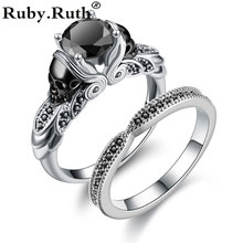 Vintage Skull Black Color Women Zircon Ring Jewelry Punk Rings  Set Women engagement ring  Dropshipping 2024 - buy cheap