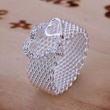 Hot Sale Lovely Silver Color Charm Finger Rings For Women Fashion Jewelry Charms Fashion Inlaid Double Heart Ring /beq 2024 - buy cheap