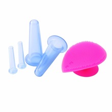 5pcs/set Silicone Face Cupping Cups Jar Vacuum Cans Facial Lifting Body Eye Back Massage+Cleansing Brush Anti-cellulite Massager 2024 - buy cheap