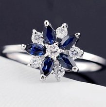 Женское кольцо с натуральным сапфиром, серебряное кольцо с драгоценными камнями 0,13 карат * 5 шт., T91155 2024 - купить недорого
