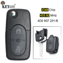 KEYECU 433.92MHz ID48 P/N: 4D0 837 231 R Flip 2 Button Remote Car Key Fob for Audi A3 A4 A6 RS4 TT Quattro 2024 - buy cheap