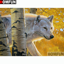 Homfun quadrado completo/broca redonda 5d diy pintura diamante "animal lobo" bordado ponto cruz 5d casa decoração presente a14472 2024 - compre barato