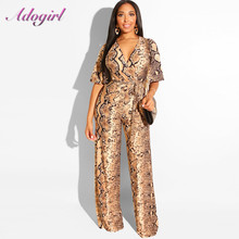 Sexy Snake Print Strapless Night Party Club Jumpsuit Women Summer Casual Deep V Neck Short Sleeve Rompers Female Overalls Outfit 2024 - buy cheap