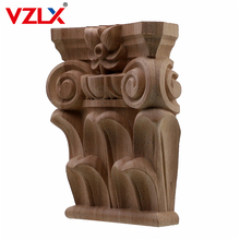 VZLX Unpainted Wood Oak Carved Wave Flower Onlay Decal Corner Applique Home Furniture Door Decor Fireplace Pillars Accessories 2024 - buy cheap