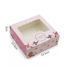 Caja de cartón de papel para hornear alimentos, caja de embalaje de 21,5x13,5x5cm con ventana, rosa, galletas, regalo, Mooncake, macarrón, pastel 2024 - compra barato