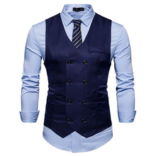 Men's Gentleman Formal Slim Fit Double Breasted Dress Suit Vests 2020 Fashion Slim Fit Men Vest Waistcoat Gilet Homme Costume 2024 - buy cheap