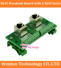 RJ45 Breakout Board with 2 RJ45 Jacks and 2 *8pins terminal blocks with DIN rail mounting foot and panel mounting foot 1pcs/lot 2024 - buy cheap