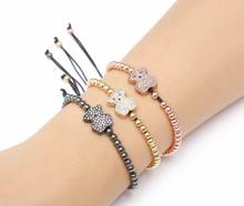 gold silver micro pave cz Cubic Zirconia rope adjusted Copper Beads Bracelet xy424  Charm Braided Bangles Women 2024 - buy cheap