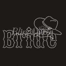 BlingQueen 25PCS/LOT Custom Rhinestone Bling Transfers Bride Cowboy Design 2024 - buy cheap