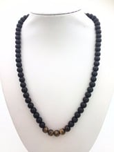 Natural Stone 8MM Matte Black Onyx Tiger Eye Necklace Elastic Necklaces endless Necklaces Yoga Mala Beads Prayer Necklace 2024 - buy cheap