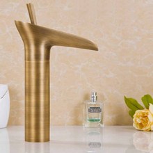 Antique Brass Bathroom Basin Faucet Waterfall Spout Vanity Sink Mixer Tap Single Handle One Hole Deck Mounted KD1270 2024 - buy cheap