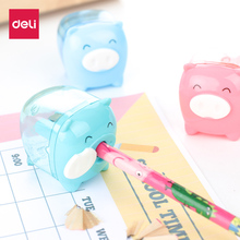 Deli Cartoon Pencil Sharpener Creative Manual Pencil Sharpener Pupils Happy Pigs Mechanical Pencil Sharpener Student Stationery 2024 - buy cheap