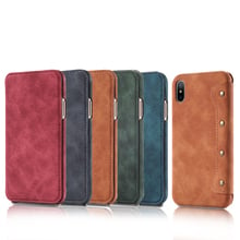 Luxury Genuine Leather Case For iPhone 7 8 Plus 6 6S X XR Case Retro Flip Wallet Coque for iPhone Xs Max Card Holder Case Cover 2024 - buy cheap