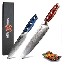Набор ножей из дамасской стали, 2 шт., японская нержавеющая сталь VG10, кухонные ножи для повара, кухонные ножи с подарочной коробкой Grandsharp 2024 - купить недорого