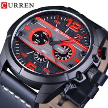 CURREN Sport Racing Black Red Dial Creative Big Brand Dial Mens Watch Top Luxury Quartz Military Sport Wrist Watches Male Hour 2024 - buy cheap