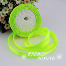 (25 yards/roll) 3/8"(10mm) Fluorescent Green Single Face Satin Ribbon Webbing Decoration Gift Christmas Ribbons 2024 - buy cheap