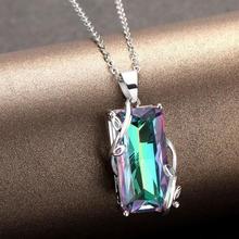 Женское Ожерелье из стерлингового серебра 925 пробы Everoyal, модное разноцветное прямоугольное ожерелье с кристаллами, аксессуары для девочек 2024 - купить недорого
