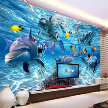 Custom 3D Photo Wallpaper Underwater World Dolphin Fish Children Room Bedroom Living Room TV Decoration Wall Mural Wallpaper 2024 - buy cheap