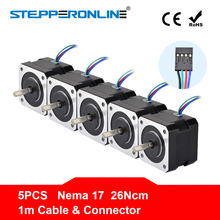Free Ship! 5PCS Nema 17 Stepper Motor 34mm 0.4A 26Ncm(36.8oz.in) 12V Nema17 Motor 4-lead for CNC Reprap DIY 3D Printer 2024 - buy cheap