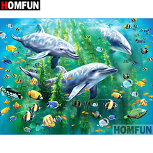 HOMFUN 5D DIY Diamond Painting Full Square/Round Drill "Animal dolphin" Embroidery Cross Stitch gift Home Decor Gift A09043 2024 - buy cheap