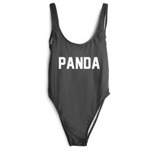 Uma peça bodysuit panda carta impressão feminino bodysuits de banho playsuit bodystocking macacão 2024 - compre barato