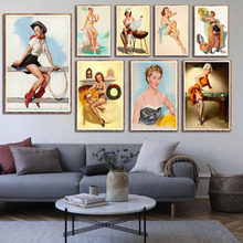 .Home Decoration Prints Painting Pop Artwork Pin-Up Girl Nordic Wall Art Modular Canvas Watercolor Poster For Bedside Background 2024 - buy cheap