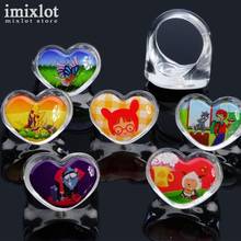 Wholesale Lots Mix 100Pcs Girl Child's Kids Birthday Christmas Gifts Lovely Cute Cartoon Heart Lucite Resin Rings 2024 - buy cheap