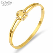 Pulseiras femininas com cristais e estrela, joia feminina de aço inoxidável, zircônia cúbica, alta qualidade, luxo 2024 - compre barato