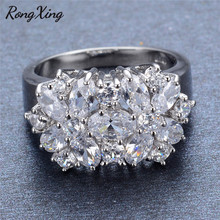 Anel de noivado e zircônia branca, anel feminino de prata com flor e zircônia, joia da moda 2024 - compre barato