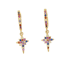gold color rainbow zirconia tiny CZ cross snowflake hoop earrings 2019 trendy fashion women Gift party Classic earring jewelry 2024 - buy cheap