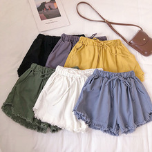 High Waist Shorts Women 2019 Summer New Elastic Waist Drawstring Shorts Candy Color Korean Fashion Short Pants 2024 - buy cheap