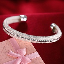 100% Fashion 925 Sterling Silver Female Open Cuff Bracelets Bangle for Women Trendy Jewelry 2024 - buy cheap