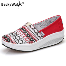 Туфли BeckyWalk женские холщовые, удобная повседневная обувь для путешествий, лоферы на платформе, WSH2938 2024 - купить недорого
