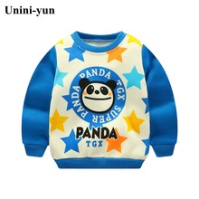 Зимний детский осенний свитер для мальчиков и девочек, толстые свитшоты для малышей, теплые топы для девочек, детская одежда, синяя футболка с принтом панды 2024 - купить недорого