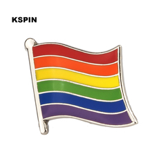 Arco-íris 6 cores gay orgulho bandeira de metal pinback botão emblemas símbolo pino broche decorativo pinos para roupas xy0323 2024 - compre barato